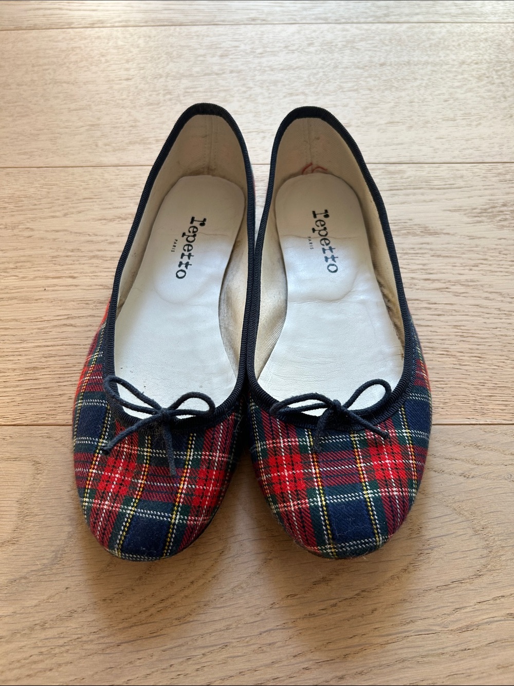 Repetto Red and Navy Tartan Plaid Ballet Flats